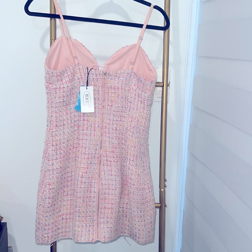 Tweed mini dress pastel colors new with tag from cider xs - Picture 3 of 5